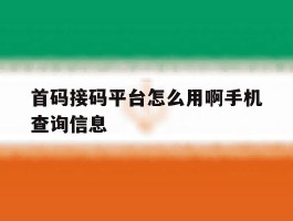 包含首码接码平台怎么用啊手机查询信息的词条