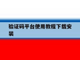 验证码平台使用教程下载安装