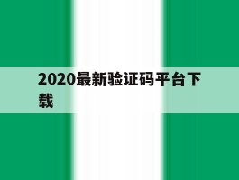 2020最新验证码平台下载