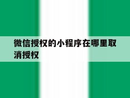 微信授权的小程序在哪里取消授权