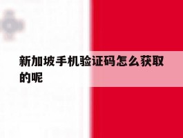 新加坡手机验证码怎么获取的呢