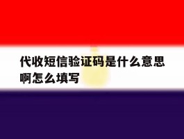 代收短信验证码是什么意思啊怎么填写