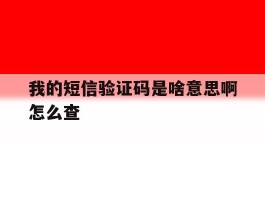 我的短信验证码是啥意思啊怎么查