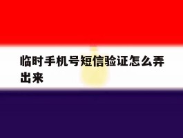 临时手机号短信验证怎么弄出来