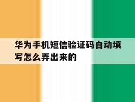 华为手机短信验证码自动填写怎么弄出来的