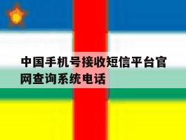 中国手机号接收短信平台官网查询系统电话