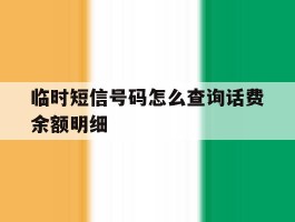 临时短信号码怎么查询话费余额明细