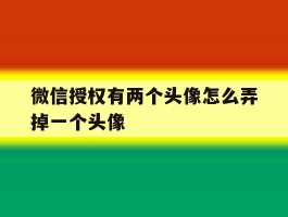 微信授权有两个头像怎么弄掉一个头像