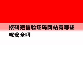 接码短信验证码网站有哪些呢安全吗