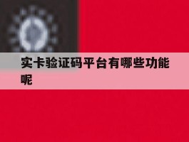 实卡验证码平台有哪些功能呢