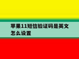 苹果11短信验证码是英文怎么设置