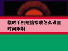 临时手机短信接收怎么设置时间限制