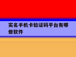 实名手机卡验证码平台有哪些软件