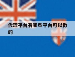 代理平台有哪些平台可以做的