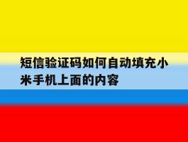 短信验证码如何自动填充小米手机上面的内容