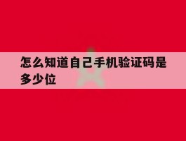 怎么知道自己手机验证码是多少位