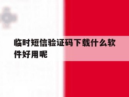 临时短信验证码下载什么软件好用呢