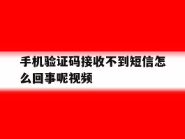 手机验证码接收不到短信怎么回事呢视频