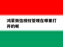 鸿蒙微信授权管理在哪里打开的呢