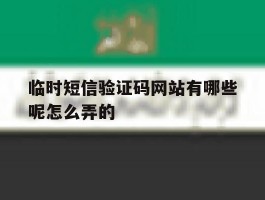 临时短信验证码网站有哪些呢怎么弄的
