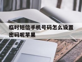 临时短信手机号码怎么设置密码呢苹果