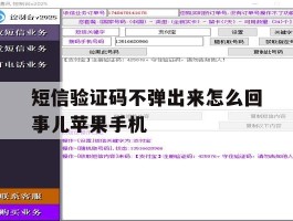 短信验证码不弹出来怎么回事儿苹果手机