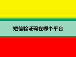 短信验证码在哪个平台