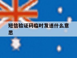 短信验证码临时发送什么意思