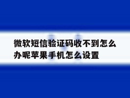 微软短信验证码收不到怎么办呢苹果手机怎么设置的简单介绍