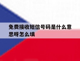 免费接收短信号码是什么意思呀怎么填