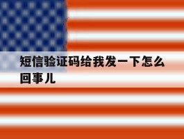 短信验证码给我发一下怎么回事儿