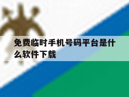 免费临时手机号码平台是什么软件下载