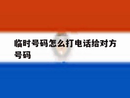 临时号码怎么打电话给对方号码