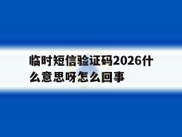 临时短信验证码2026什么意思呀怎么回事