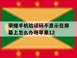 关于荣耀手机验证码不显示在屏幕上怎么办呀苹果12的信息