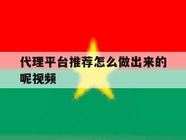 代理平台推荐怎么做出来的呢视频