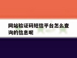 包含网站验证码短信平台怎么查询的信息呢的词条