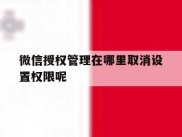 微信授权管理在哪里取消设置权限呢