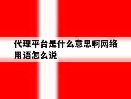 代理平台是什么意思啊网络用语怎么说