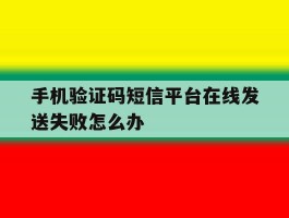 关于手机验证码短信平台在线发送失败怎么办的信息