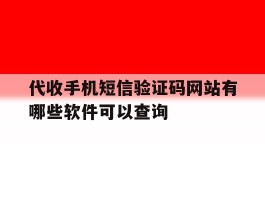 代收手机短信验证码网站有哪些软件可以查询