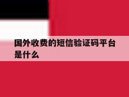 国外收费的短信验证码平台是什么