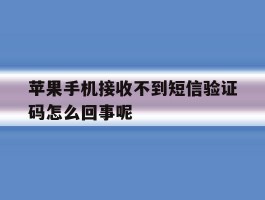 关于苹果手机接收不到短信验证码怎么回事呢的信息