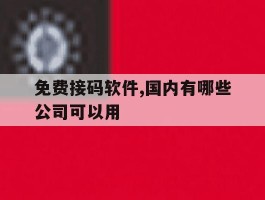 免费接码软件,国内有哪些公司可以用