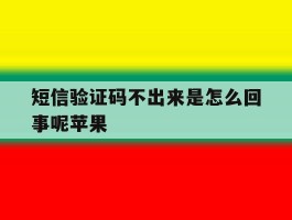 短信验证码不出来是怎么回事呢苹果