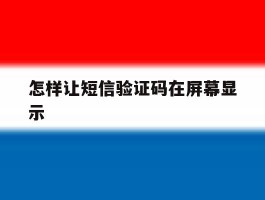 怎样让短信验证码在屏幕显示