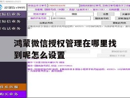 鸿蒙微信授权管理在哪里找到呢怎么设置