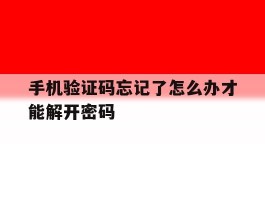 手机验证码忘记了怎么办才能解开密码