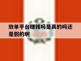 放单平台赚钱吗是真的吗还是假的啊