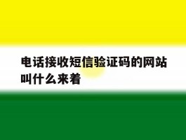 电话接收短信验证码的网站叫什么来着